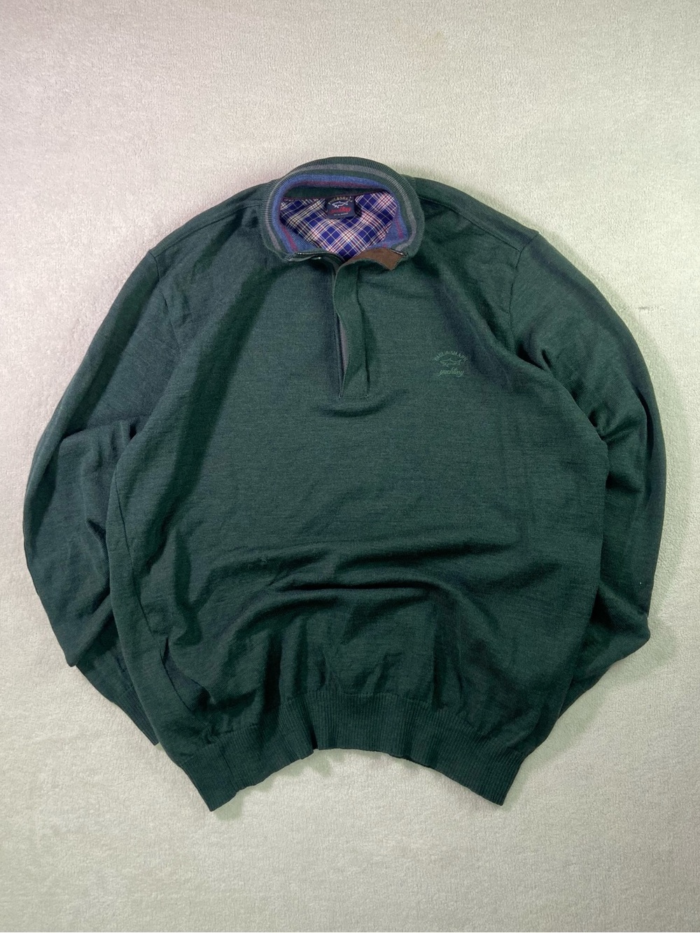Paul & Shark Dark Green Half-Zip Knit Sweater